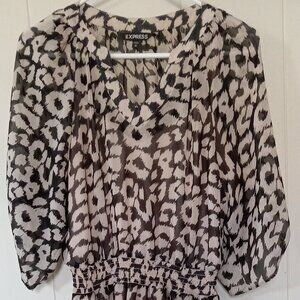 Express V-Neck Dress Size S/P Brown and White